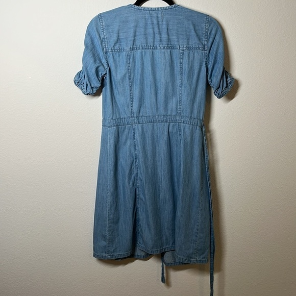 Madewell Denim Shirred-Sleeve Wrap Dress Elsworth Size XXS - Picture 6 of 6